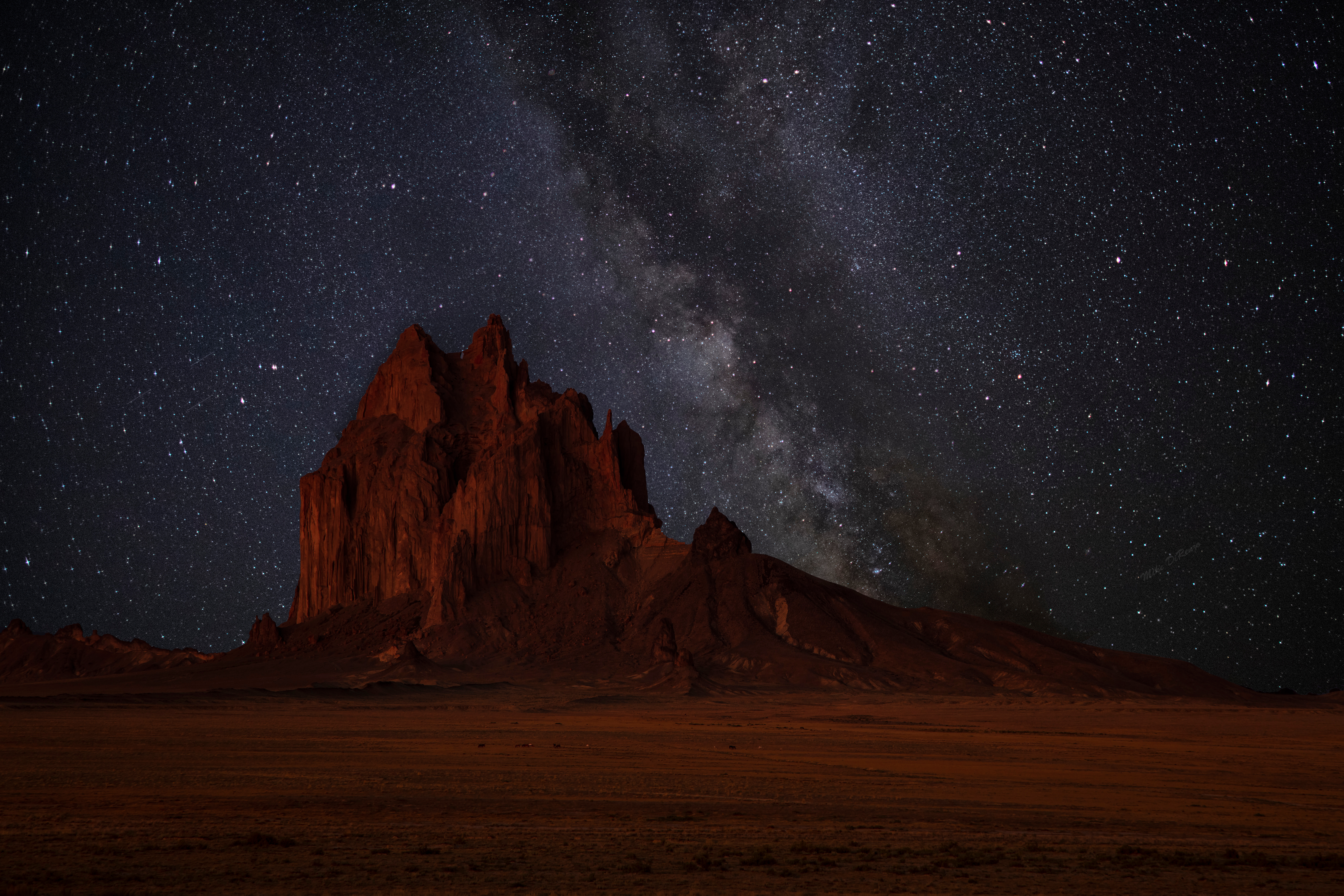 Night sky over Shiprock